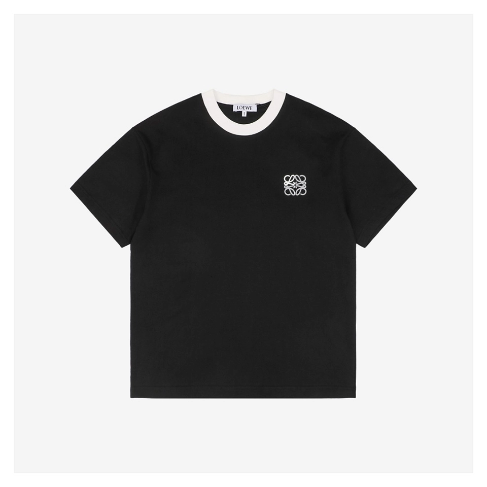 L Logo Contrast Collar T-shirt Black