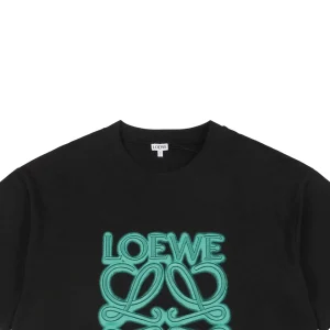 L Neon Anagram Embroidery T-shirt Black