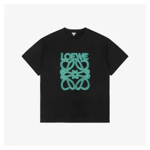 L Neon Anagram Embroidery T-shirt Black