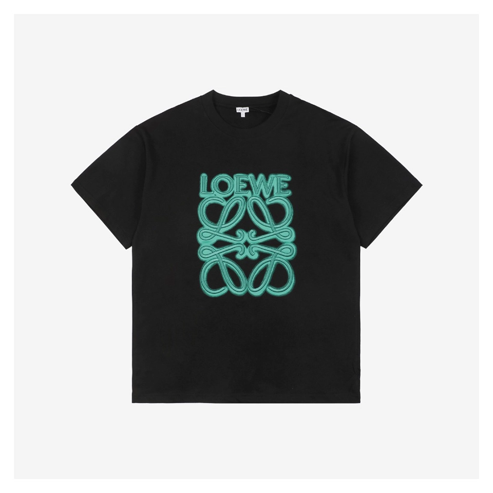 L Neon Anagram Embroidery T-shirt Black