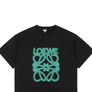L Neon Anagram Embroidery T-shirt Black