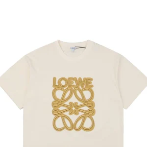 L Neon Anagram Embroidery T-shirt Beige