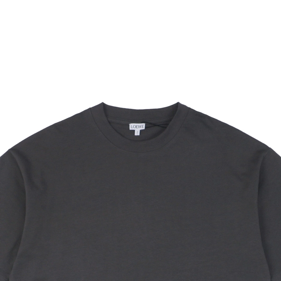 L Sleeve Logo Patch Embroidered T-shirt Grey
