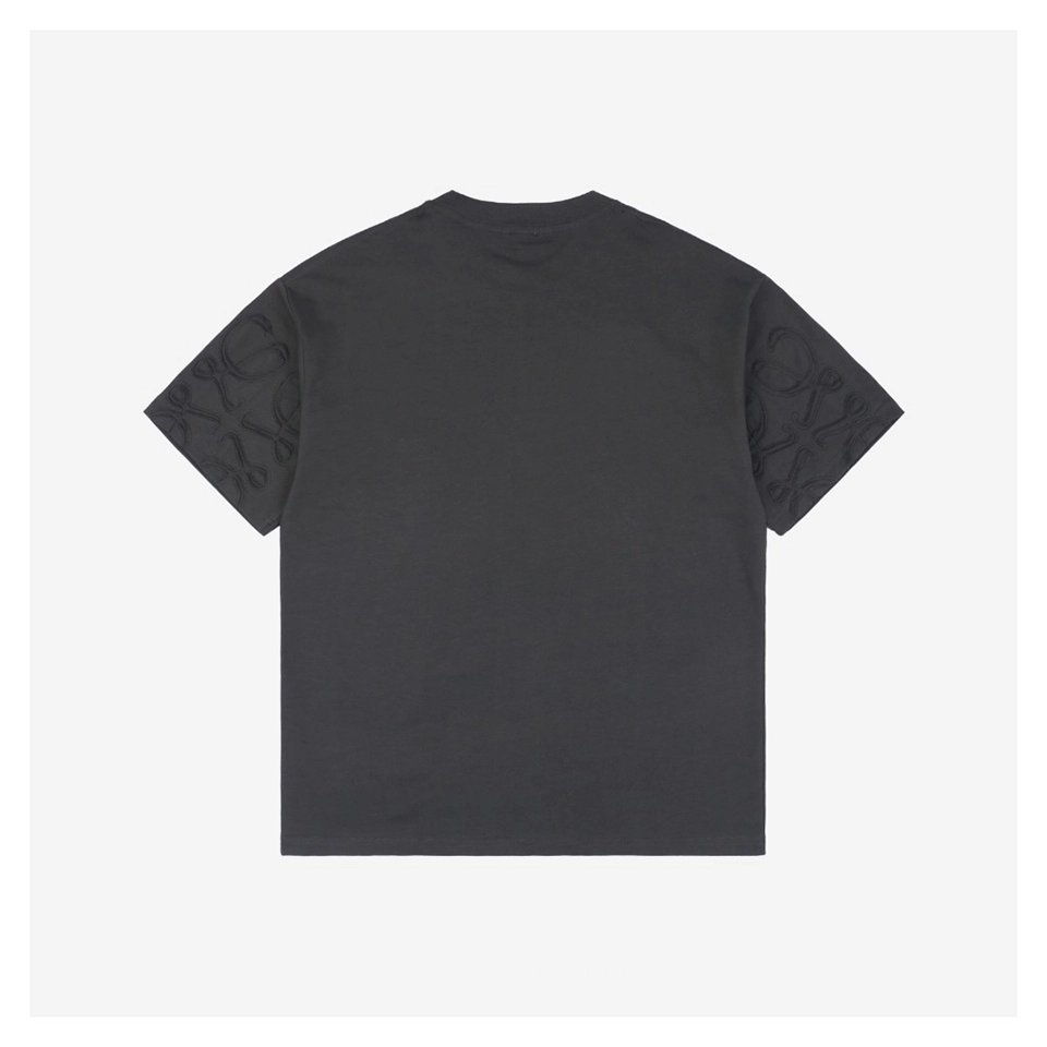 L Sleeve Logo Patch Embroidered T-shirt Grey