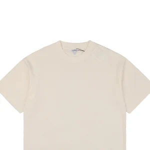 L Sleeve Logo Patch Embroidered T-shirt Beige