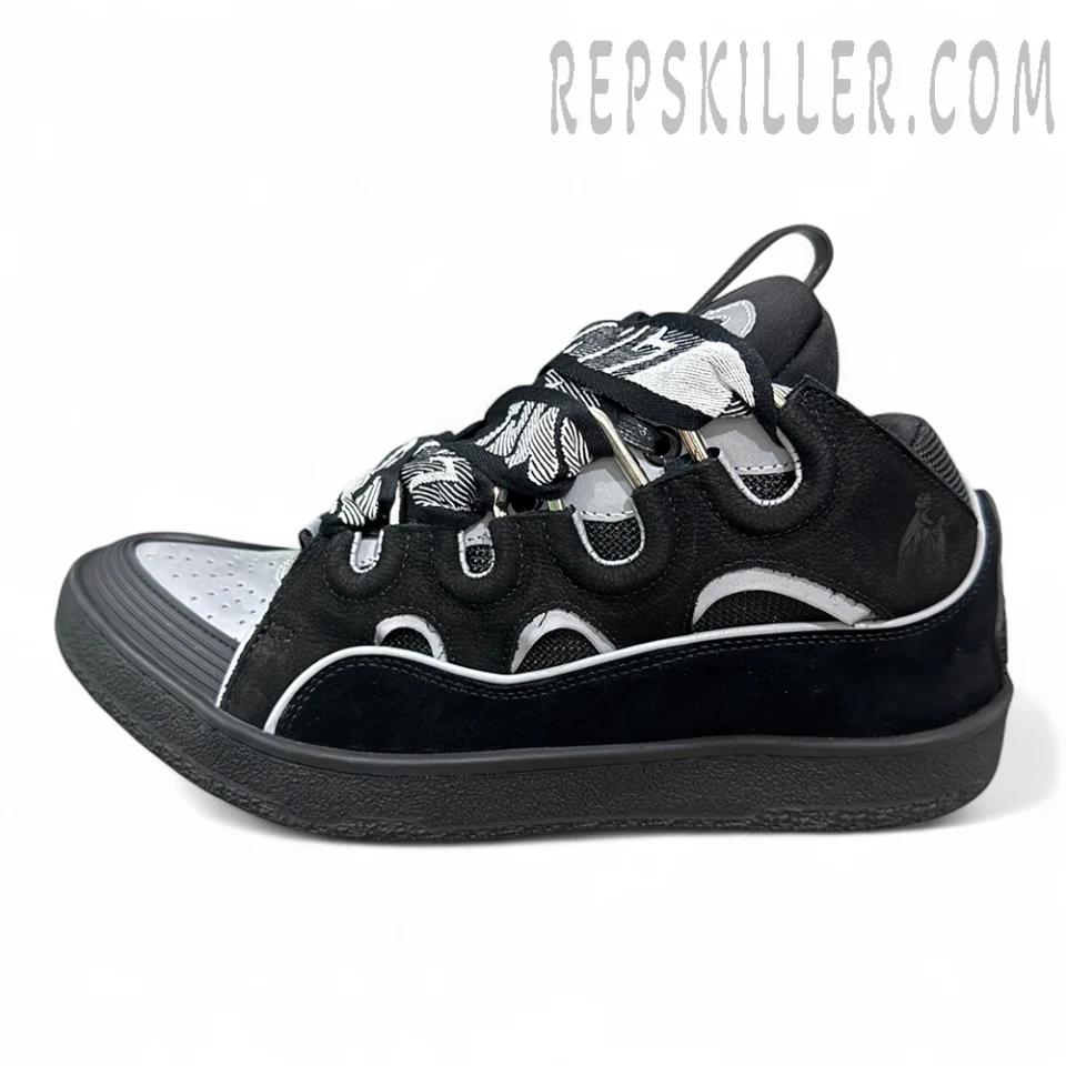 Lanvin Curb Sneakers ‘Black White Floral Laces’