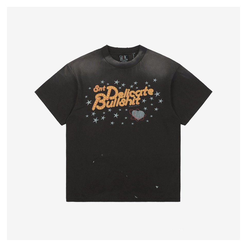 Saint Michael “Delicate Bullshit” Star Print Distressed T-shirt