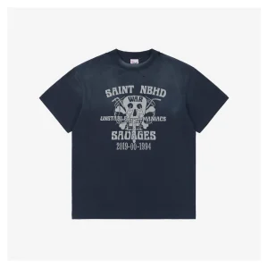 Saint Michael Lightning Skull Print T-shirt
