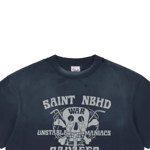 Saint Michael Lightning Skull Print T-shirt