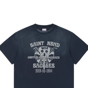 Saint Michael Lightning Skull Print T-shirt