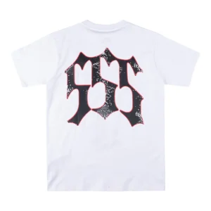 Sp5der 555 Gothic Logo Distressed Print T-shirt