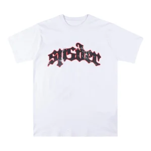 Sp5der 555 Gothic Logo Distressed Print T-shirt