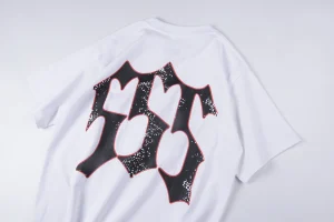 Sp5der 555 Gothic Logo Distressed Print T-shirt5
