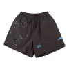 Sp5der 55555 Worldwide Embroidered Starry Sky Shorts (Black/Yellow)