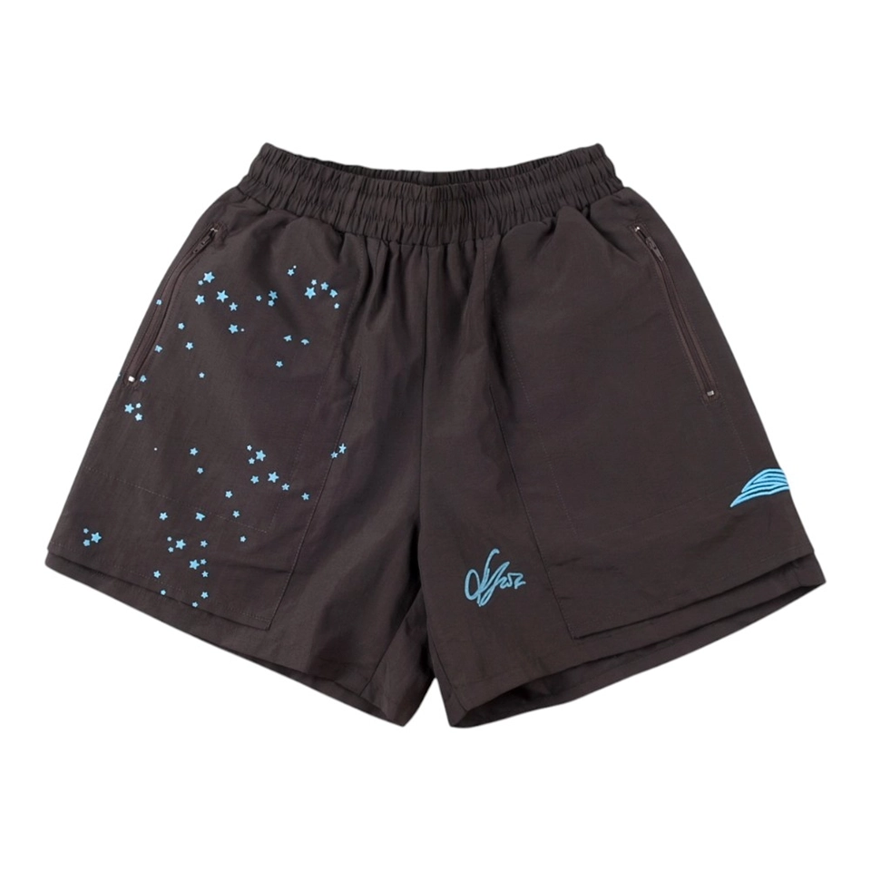 Sp5der 55555 Worldwide Embroidered Starry Sky Shorts