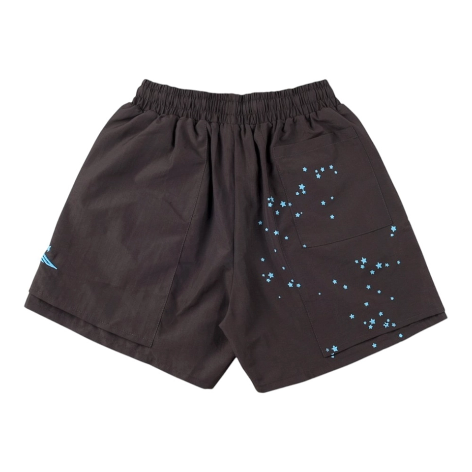 Sp5der 55555 Worldwide Embroidered Starry Sky Shorts Black