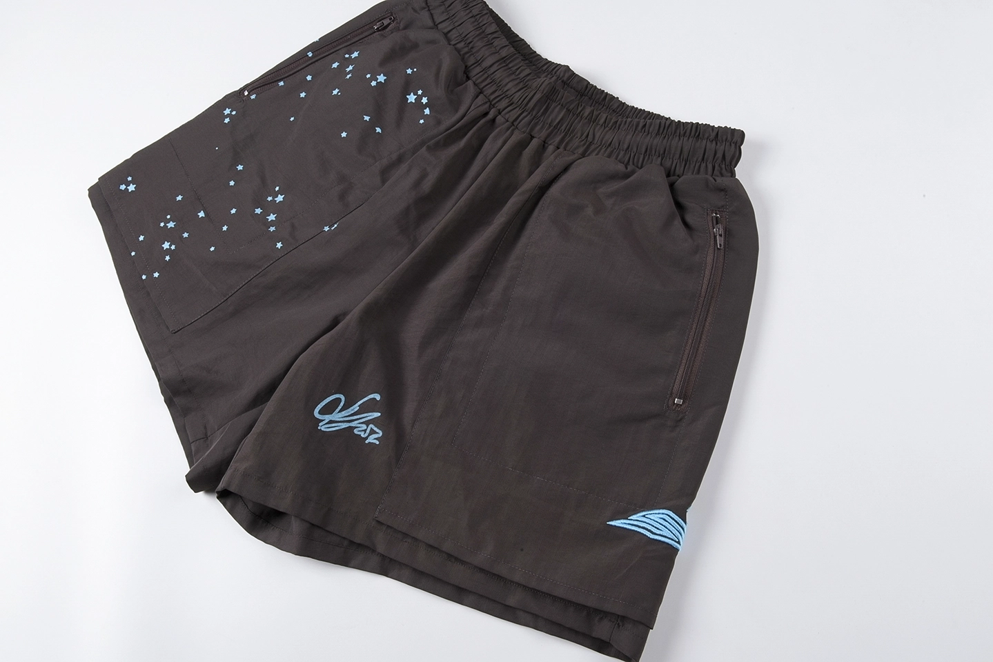 Sp5der 55555 Worldwide Embroidered Starry Sky Shorts8