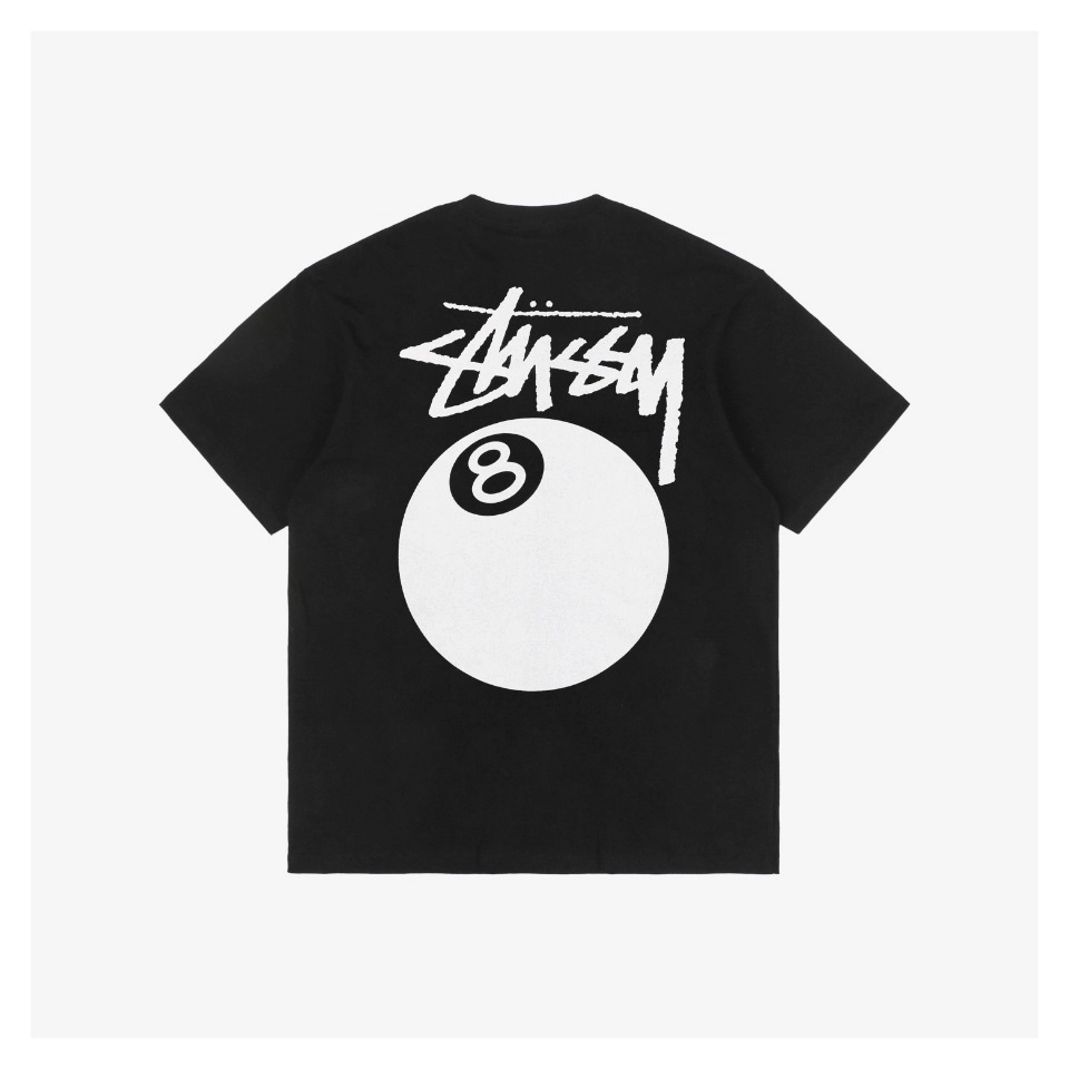 Stussy 8 Ball Logo Print T-shirt Black
