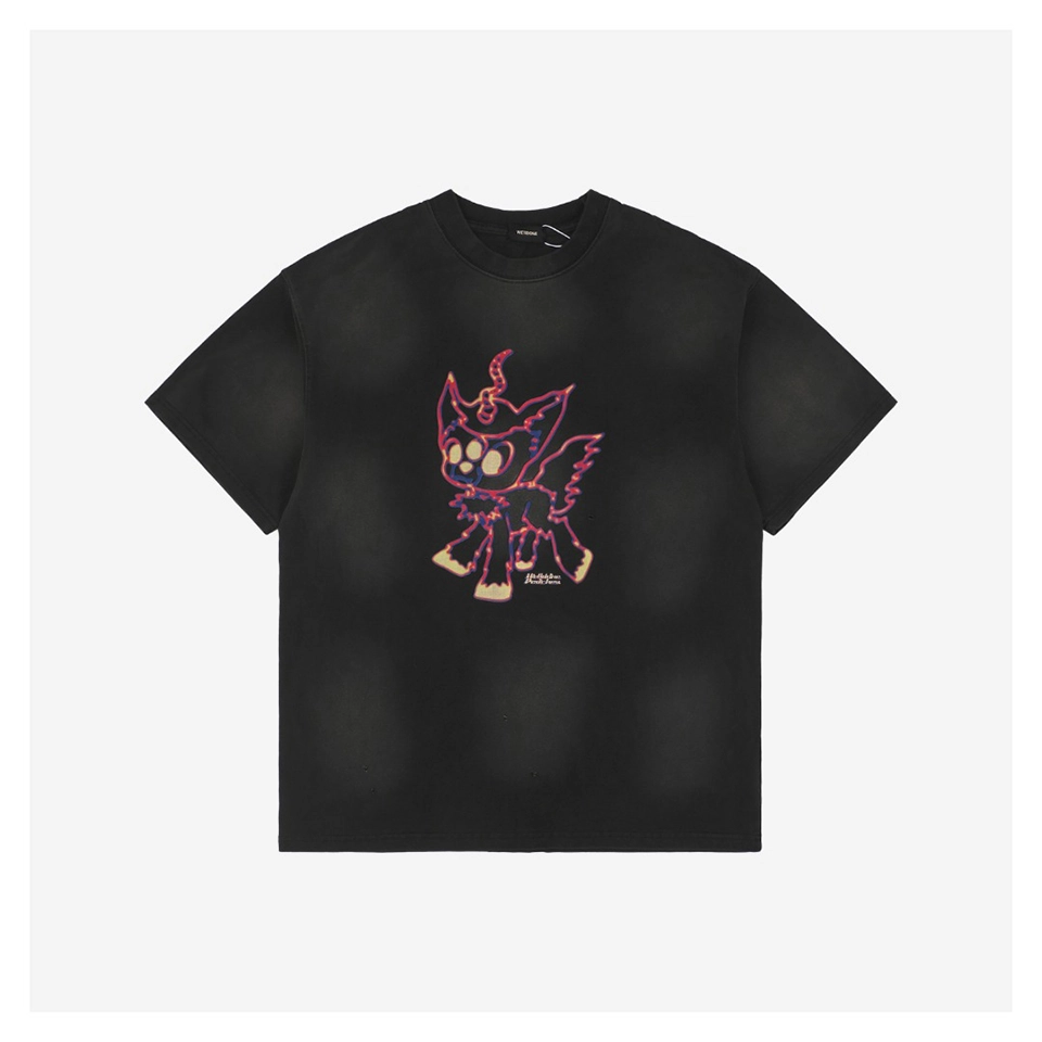 We11done Neon Little Monster Print T-shirt