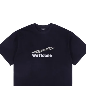 We11done Wave Letter Embroidery T-shirt Black