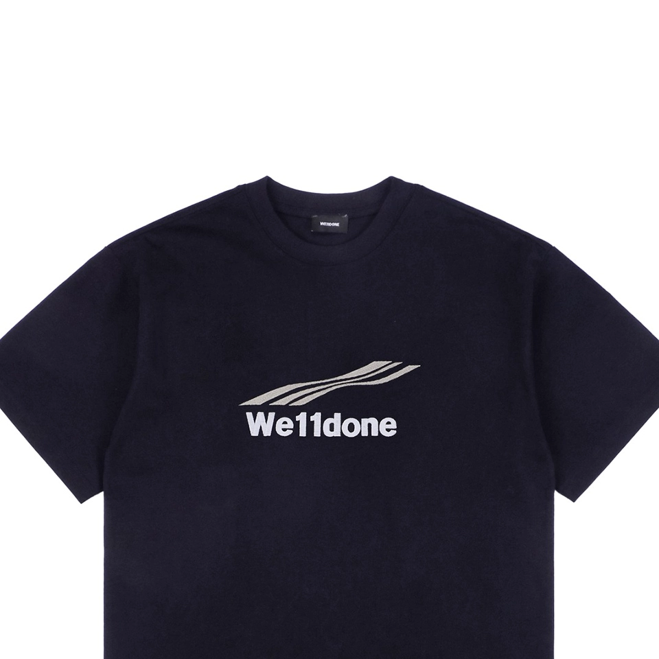 We11done Wave Letter Embroidery T-shirt Black