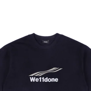 We11done Wave Letter Embroidery T-shirt Black