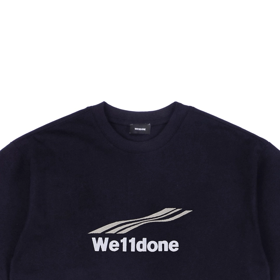 We11done Wave Letter Embroidery T-shirt Black