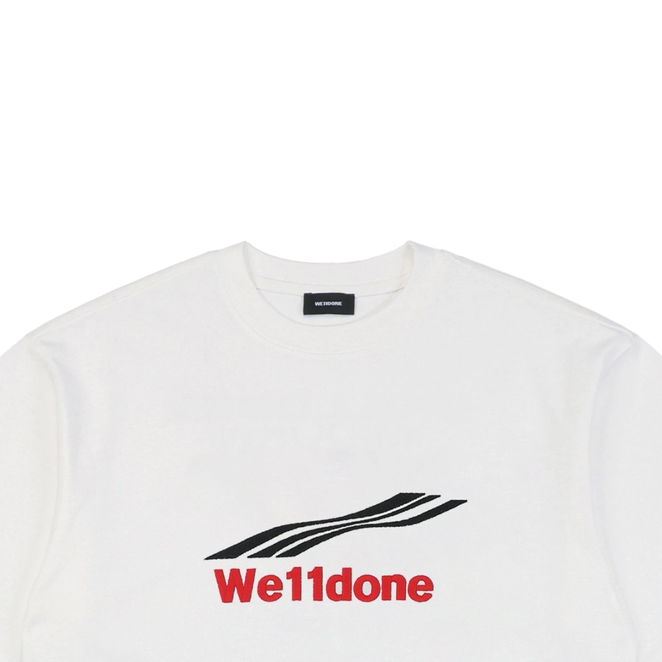 We11done Wave Letter Embroidery T-shirt White
