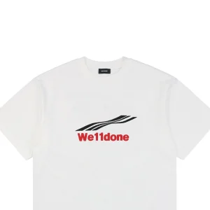 We11done Wave Letter Embroidery T-shirt White
