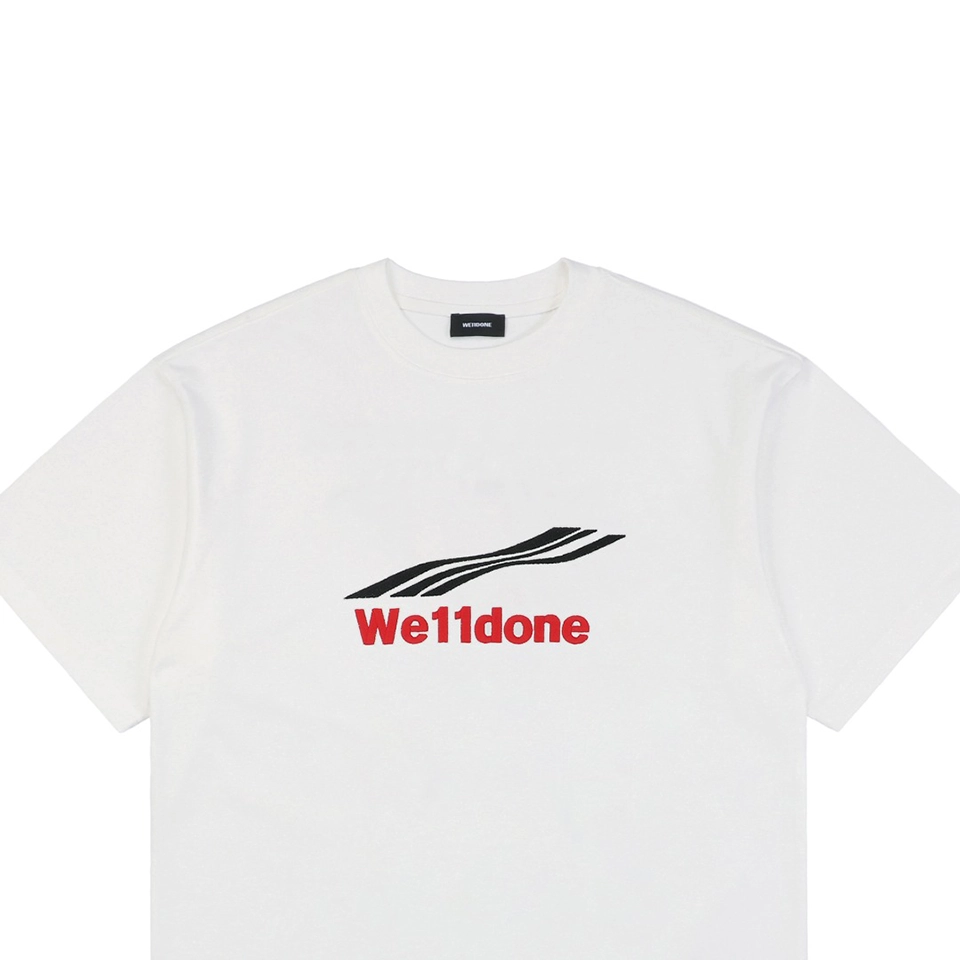 We11done Wave Letter Embroidery T-shirt White