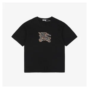 BBry Checked Equestrian Knight Embroidered T-shirt Black