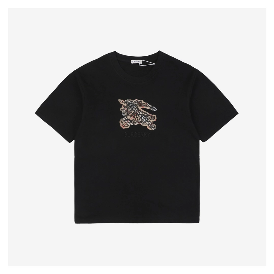 BBry Checked Equestrian Knight Embroidered T-shirt Black