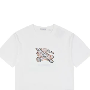 BBry Checked Equestrian Knight Embroidered T-shirt White