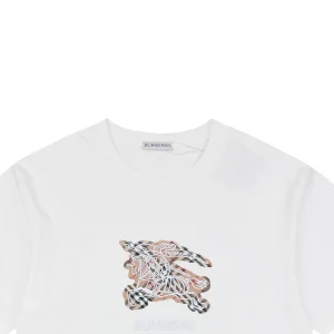 BBry Checked Equestrian Knight Embroidered T-shirt White
