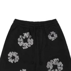 Denim Tears Crystal Cotton Flower Shorts Black