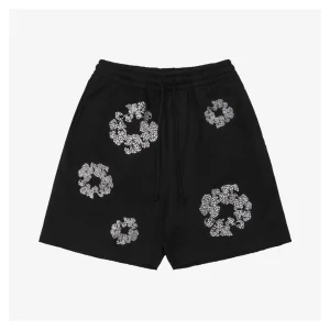 Denim Tears Crystal Cotton Flower Shorts Black