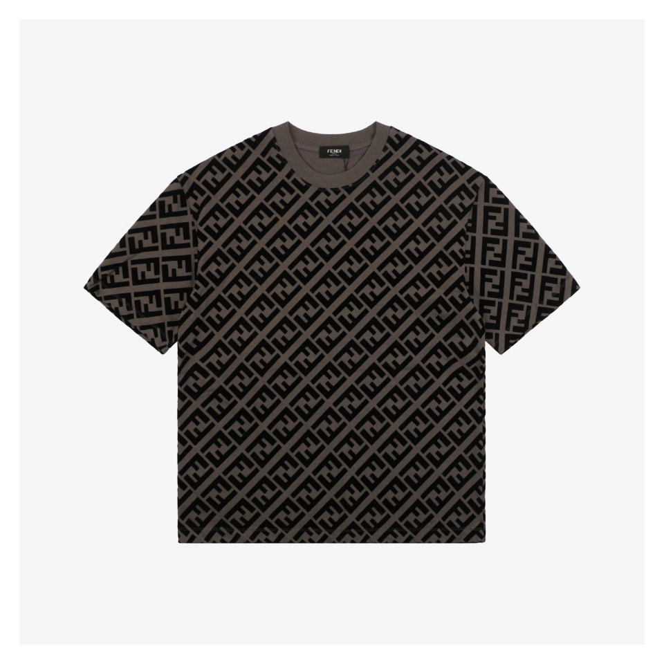 F Full Monogram Velvet Print T-shirt Green