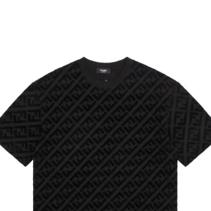 F Full Monogram Velvet Print T-shirt Black