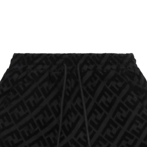 F Monogram Velvet Logo Pattern Shorts Black