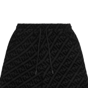 F Monogram Velvet Logo Pattern Shorts Black