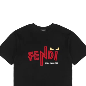 F Red Letter Monster Eyes Graphic T-shirt Black