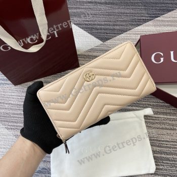 Gucci 837758 GG Marmont Zip Around Wallet Beige