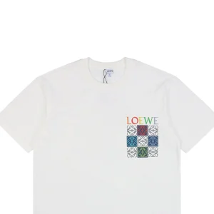 L Multicolor Anagram Grid Graphic T-shirt White