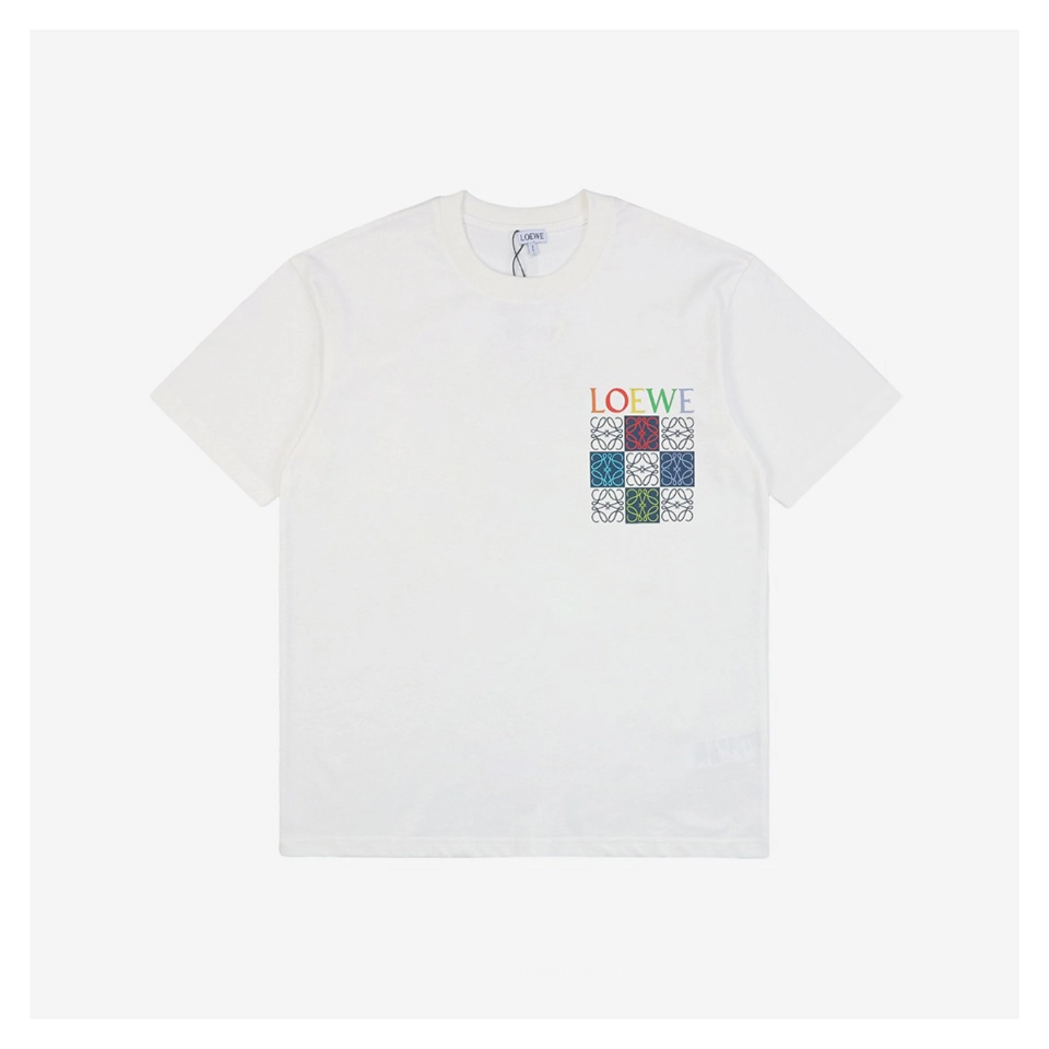 L Multicolor Anagram Grid Graphic T-shirt White