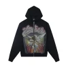 Mixed Emotion Angel Graphic Zip Black Hoodie