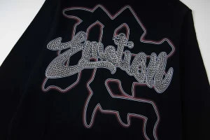 Mixed Emotion Angel Graphic Zip Black Hoodie3