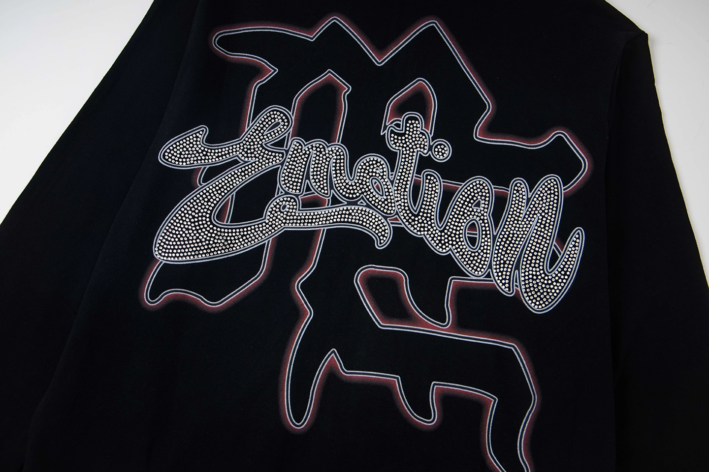 Mixed Emotion Angel Graphic Zip Black Hoodie3