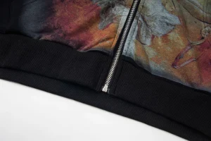 Mixed Emotion Angel Graphic Zip Black Hoodie6