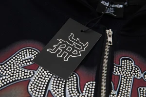 Mixed Emotion Angel Graphic Zip Black Hoodie7