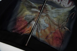 Mixed Emotion Angel Graphic Zip Black Hoodie9